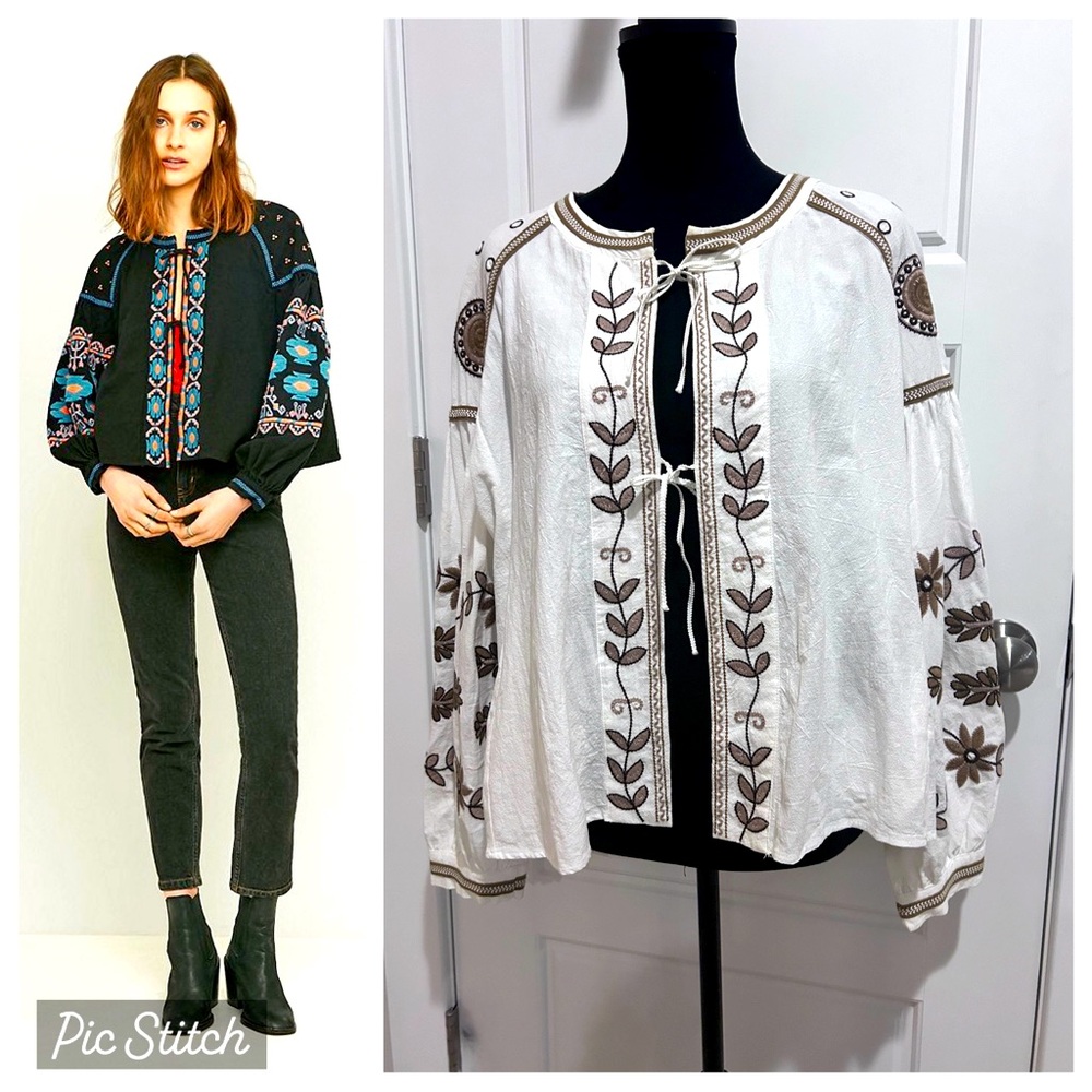 ANTHROPOLOGIE RD & Koko Tie Front Embroidered Jacket